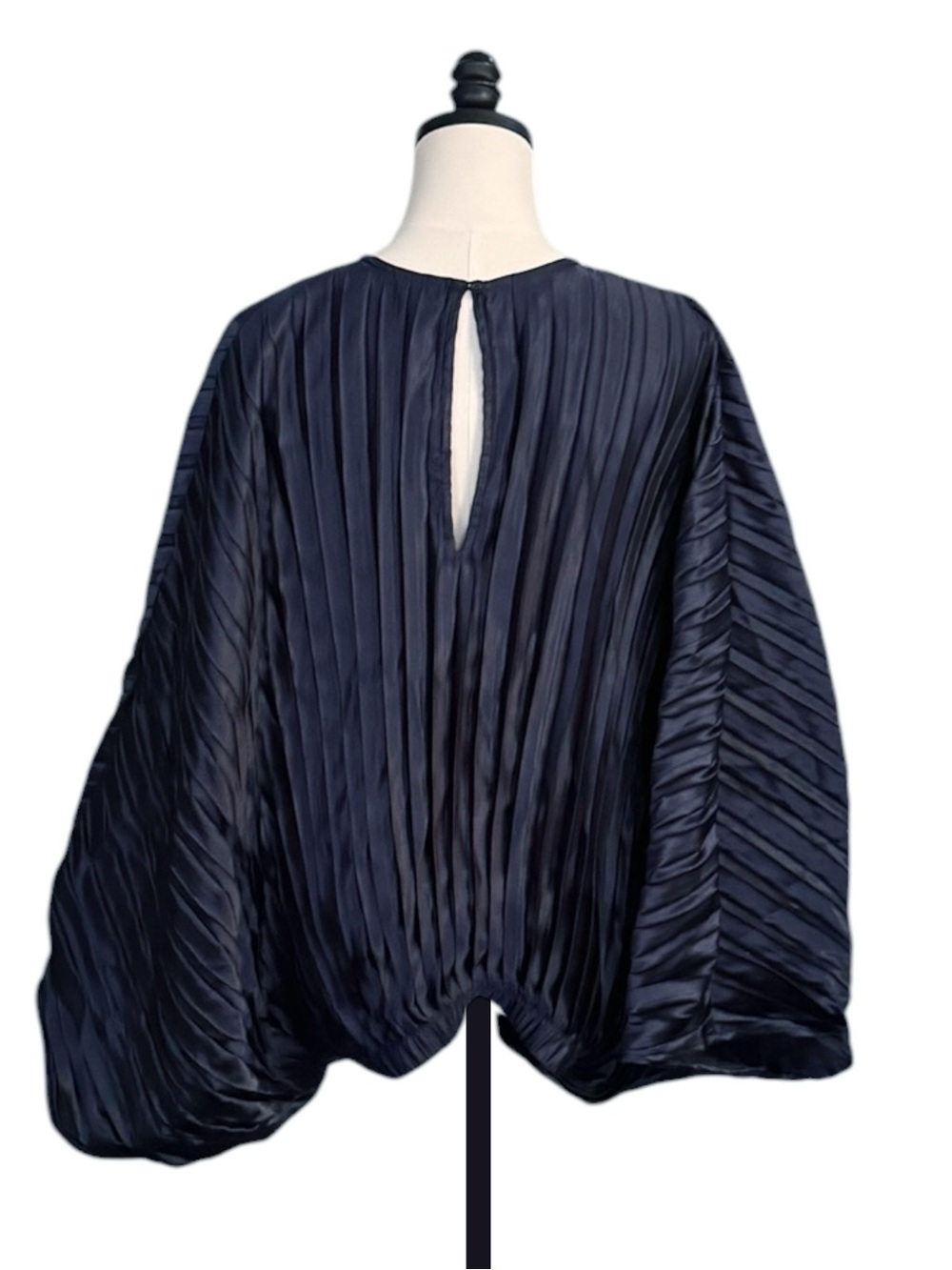 Anthropologie Nikasha Pleated Blouse in Navy Blue | XL NWT - Picture 7 of 11